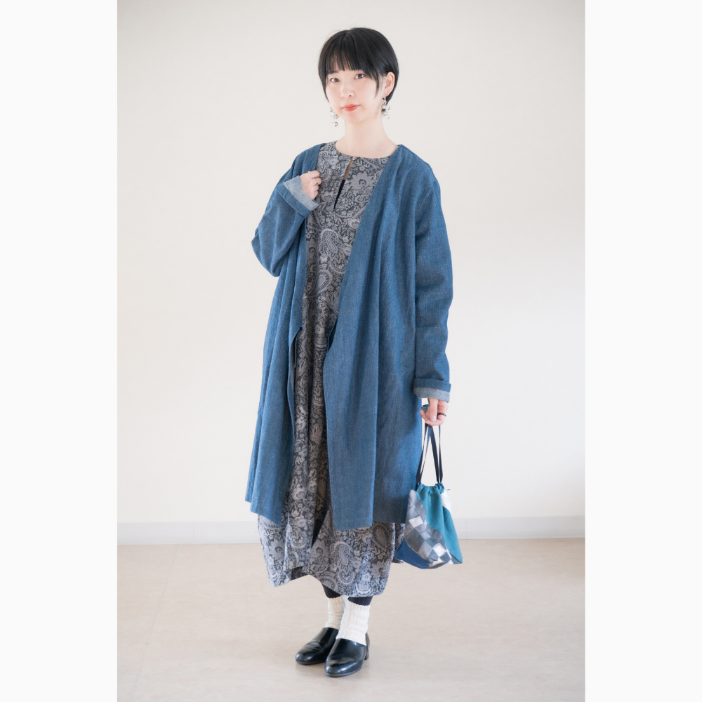 【339】カシュクールコート　サイズ：L　コットン［ezu（旧：リップル洋品店）］