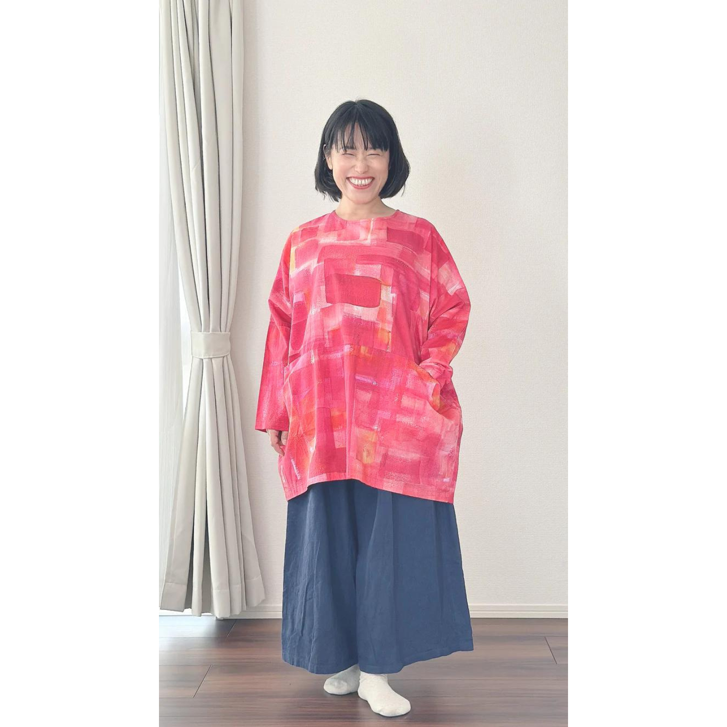 【108】ポケットトップス（赤）［ezu（旧：リップル洋品店）］★