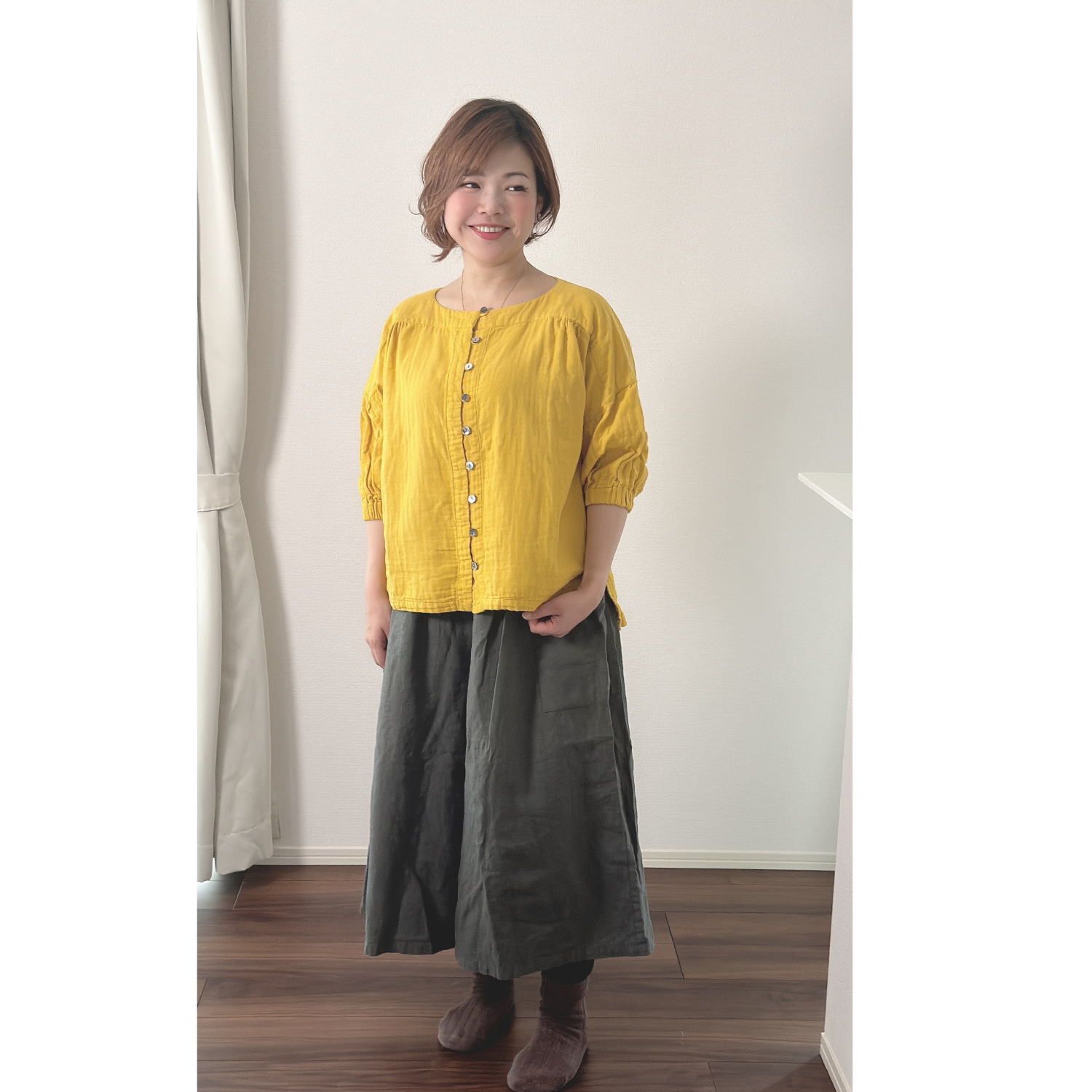 ［ezu（旧：リップル洋品店）］フレアパンツ（深緑）【23】★