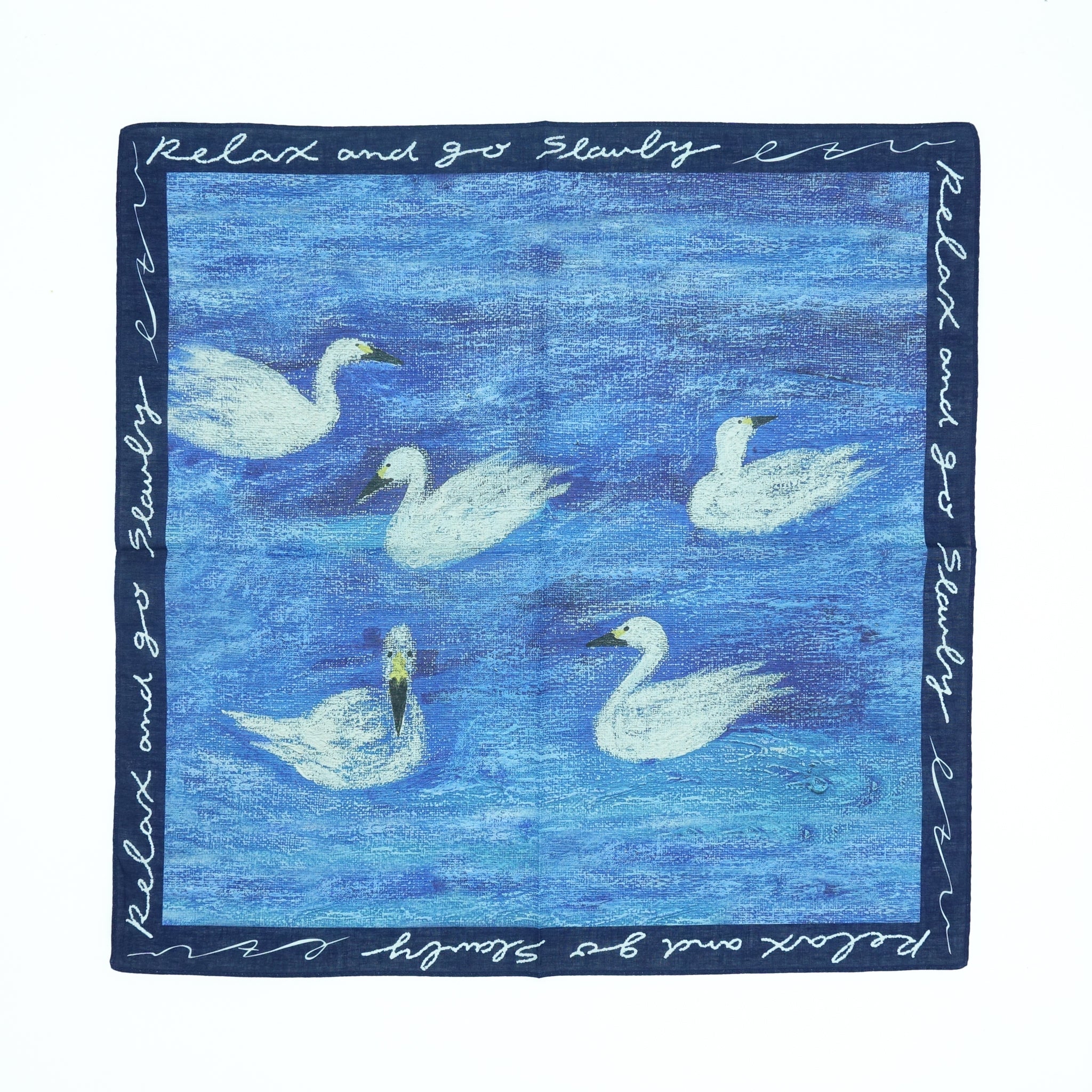 【435】絵図のハンカチ（白鳥）［ezu（旧：リップル洋品店）］